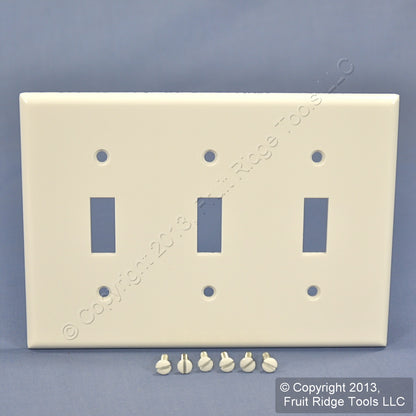 Leviton 88011 White 3-Gang Toggle Switch Standard Cover Thermoset Wallplate 2pcs