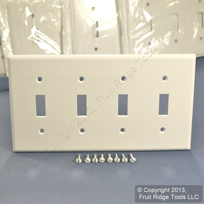 Leviton 88012 White 4-Gang Toggle Light Switch Cover Thermoset Wallplates 100pk