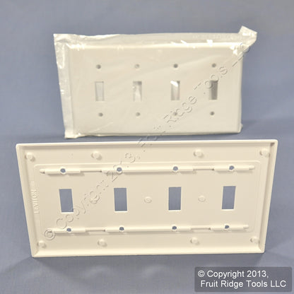 Leviton 88012 White 4-Gang Toggle Light Switch Cover Thermoset Wallplates 100pk