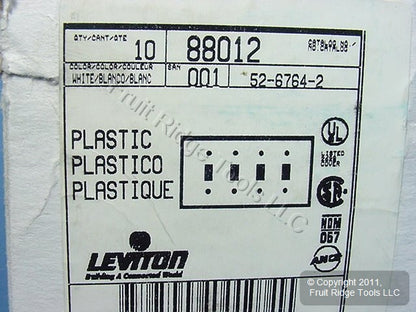 Leviton 88012 White 4-Gang Toggle Switch Plastic Standard Wallplate Covers 10pcs