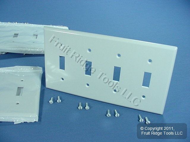 Leviton 88012 White 4-Gang Toggle Switch Plastic Standard Wallplate Covers 10pcs