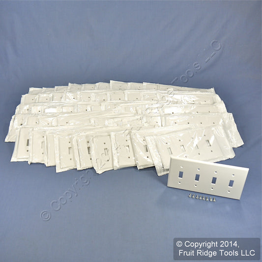 Leviton 88012 White 4-Gang Toggle Light Switch Cover Thermoset Wallplate 50-Pack