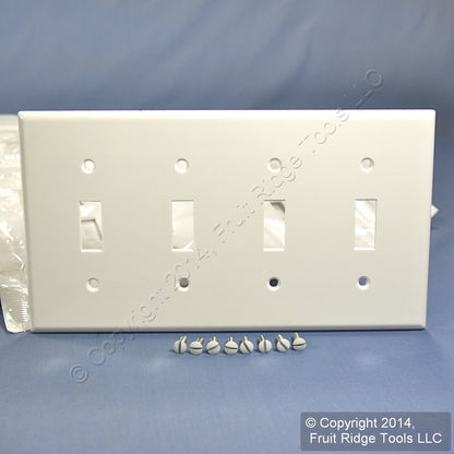 Leviton 88012 White 4-Gang Toggle Light Switch Cover Thermoset Wallplate 50-Pack