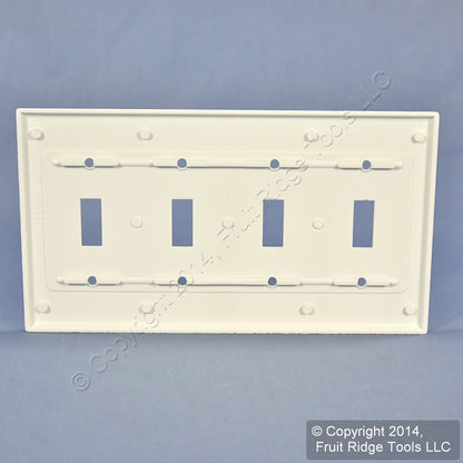 Leviton 88012 White 4-Gang Toggle Light Switch Cover Thermoset Wallplate 50-Pack