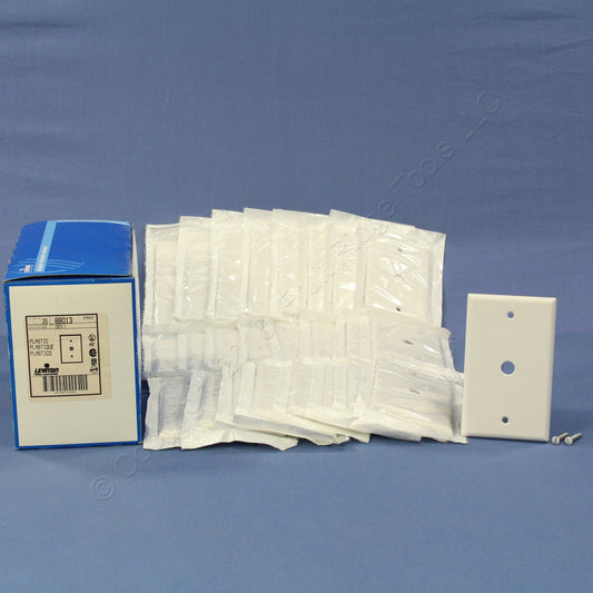 Leviton 88013 White 1-Gang Phone .406" Plastic Wallplate Cover Box Mount 25pcs