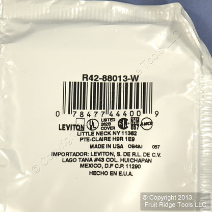 Leviton 88013 White 1-Gang Phone .406" Plastic Wallplate Cover Box Mount 4pcs