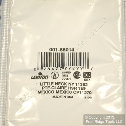 Leviton 88014 White 1-Gang Blank Plastic Standard Wallplate Cover Box Mount 25pc