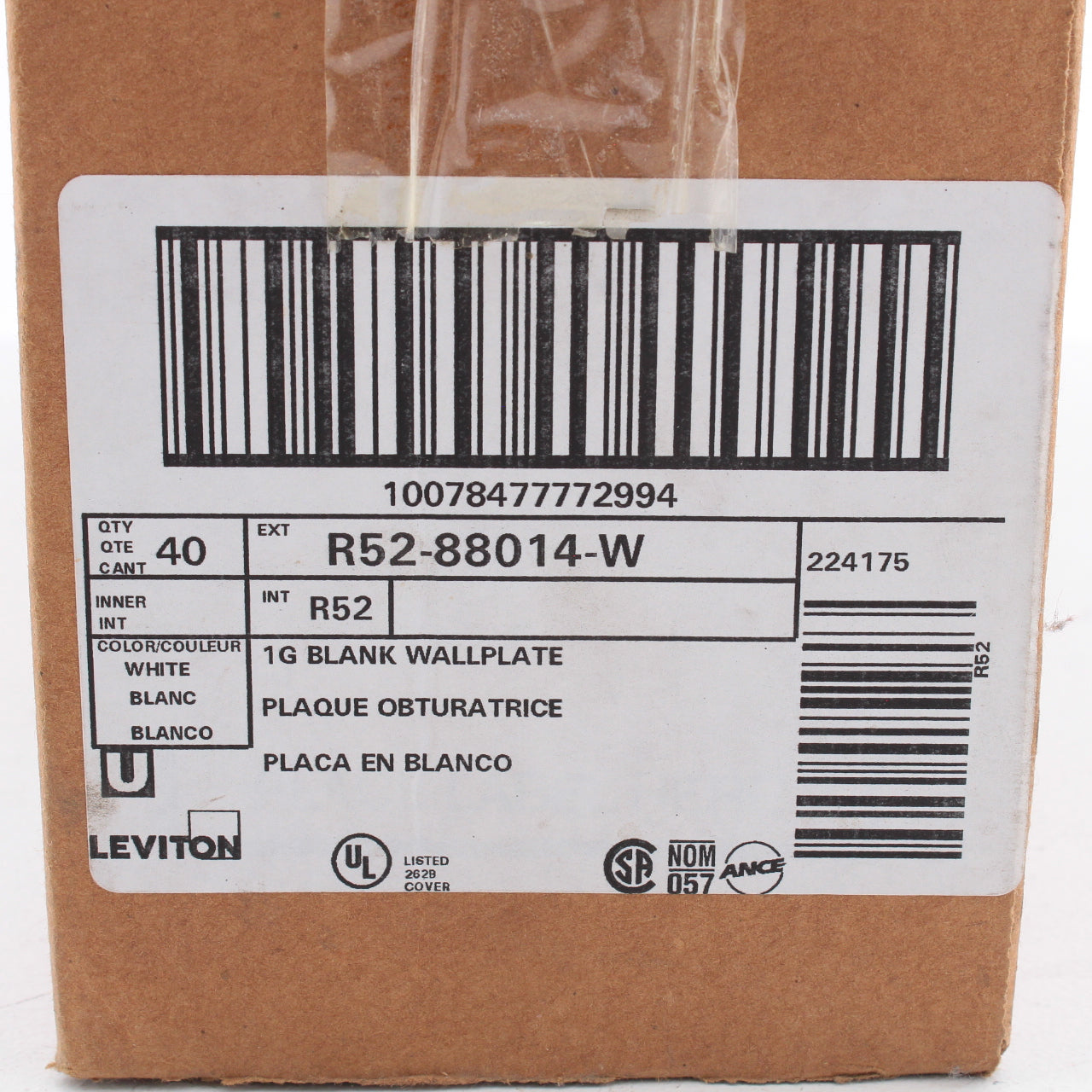 Leviton 88014 White Blank Cover Wallplate Box Mounts 40-Pack