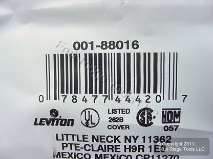 Leviton 88016 White 2-Gang Duplex Outlet Plastic Standard Wallplate Cover Plate
