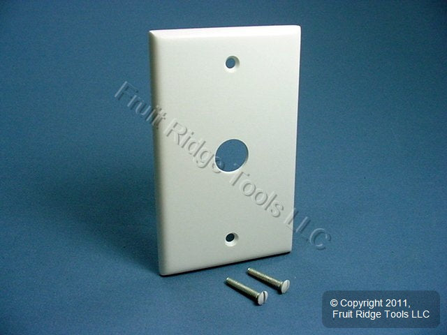 Leviton 88017 White 1-Gang Phone .625" Hole Plastic Wallplate Cover Box Mount