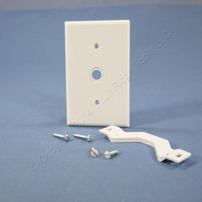 Leviton 88018 White 1-Gang Phone .406" Hole Plastic Wallplate Cover Strap Mount