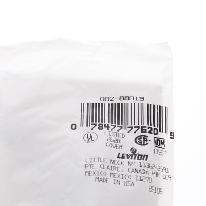 Leviton 88019 White 1-Gang Blank Plastic Standard Wallplate Cover Strap Mount