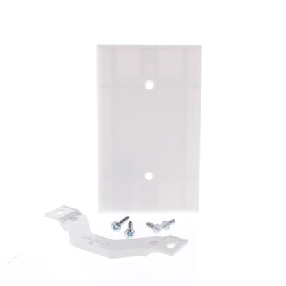 Leviton 88019 White 1-Gang Blank Plastic Standard Wallplate Cover Strap Mount