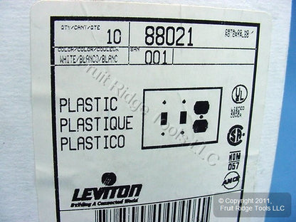 Leviton 88021 White Standard 3-Gang Toggle Duplex Plastic Wallplate Covers 10pcs