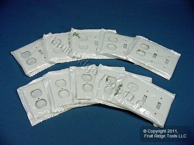Leviton 88021 White Standard 3-Gang Toggle Duplex Plastic Wallplate Covers 10pcs