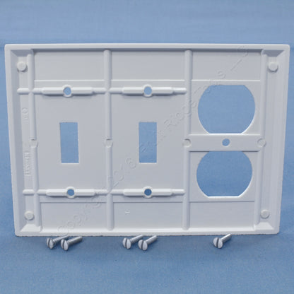 Leviton 88021 White Duplex 3-Gang Receptacle Outlet Cover Wallplate Switchplate
