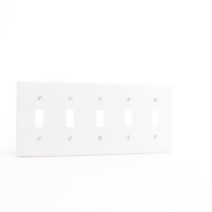 Leviton 88023 White 5-Gang Toggle Switch Cover Wall Plates Switch Plates 10-Pack