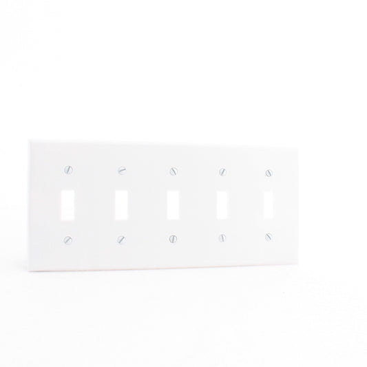 Leviton 88023 White 5-Gang Toggle Switch Cover Wall Plates Switch Plates 10-Pack