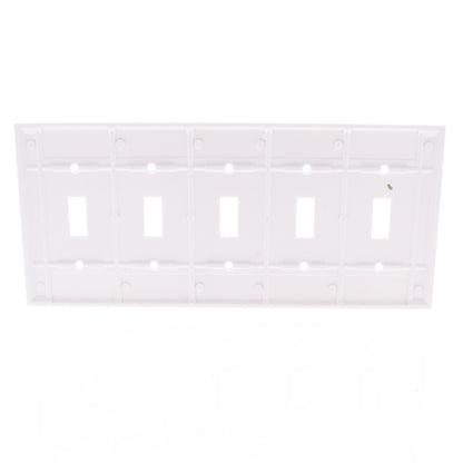 Leviton 88023 White 5-Gang Toggle Switch Cover Wall Plates Switch Plates 10-Pack