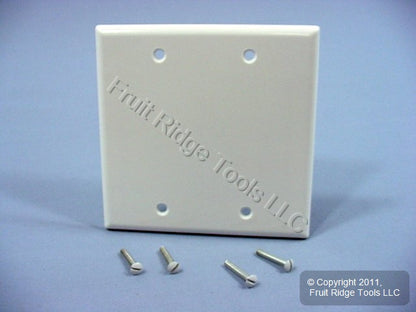 Leviton 88025 White 2-Gang Blank Standard Plastic Wallplate Cover Box Mount 25pk