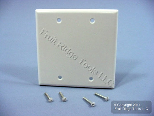 Leviton 88025 White 2-Gang Blank Standard Plastic Wallplate Cover Box Mount 25pk