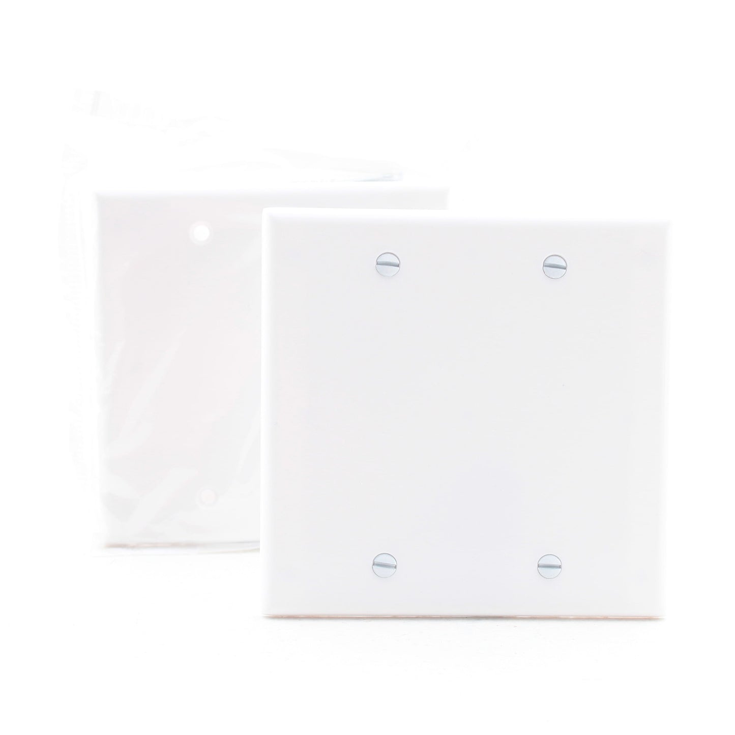 Leviton 88025 White 2-Gang Blank Plastic Standard Wallplate Cover Box Mount 2pcs