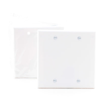 Leviton 88025 White 2-Gang Blank Plastic Standard Wallplate Cover Box Mount 2pcs
