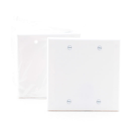 Leviton 88025 White 2-Gang Blank Plastic Standard Wallplate Cover Box Mount 2pcs