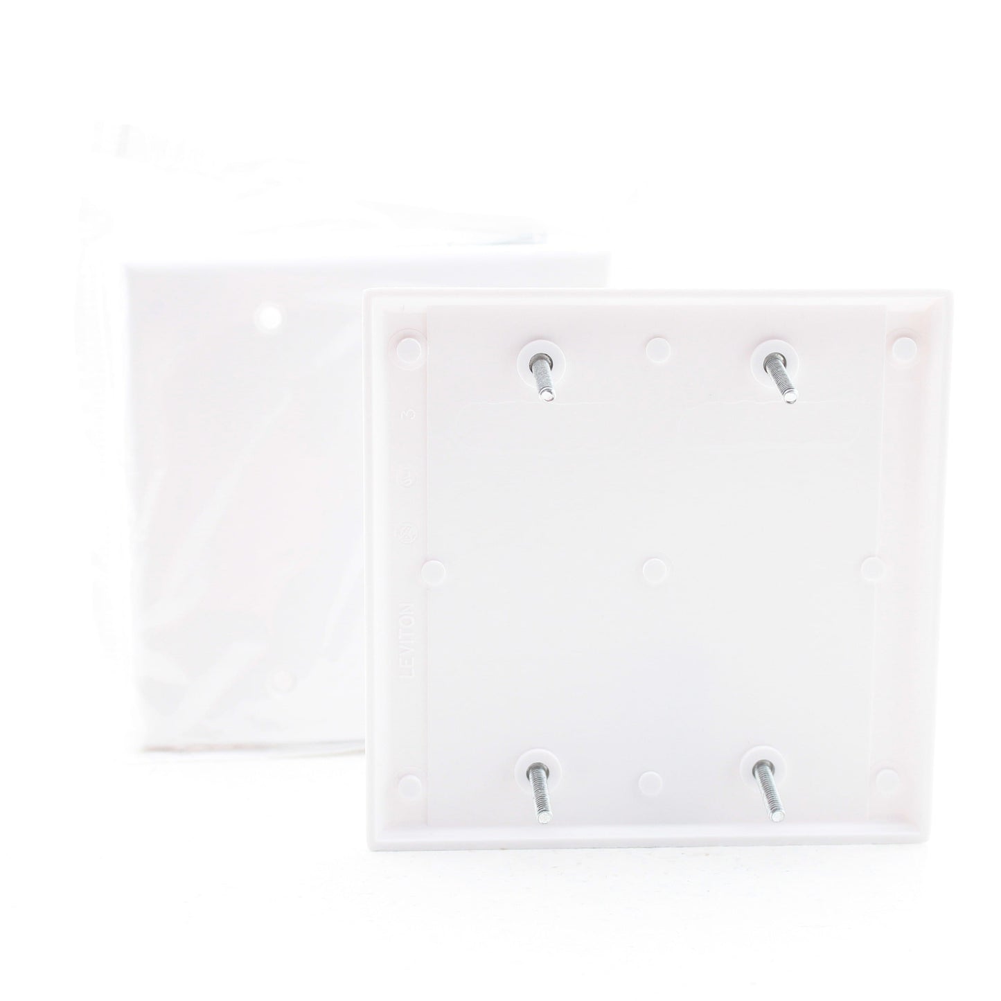 Leviton 88025 White 2-Gang Blank Plastic Standard Wallplate Cover Box Mount 2pcs
