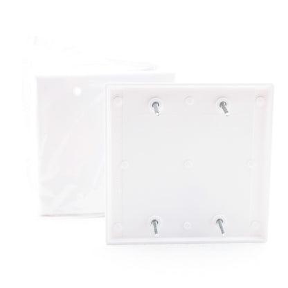 Leviton 88025 White 2-Gang Blank Plastic Standard Wallplate Cover Box Mount 2pcs