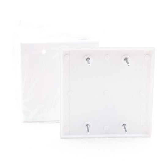 Leviton 88025 White 2-Gang Blank Plastic Standard Wallplate Cover Box Mount 2pcs