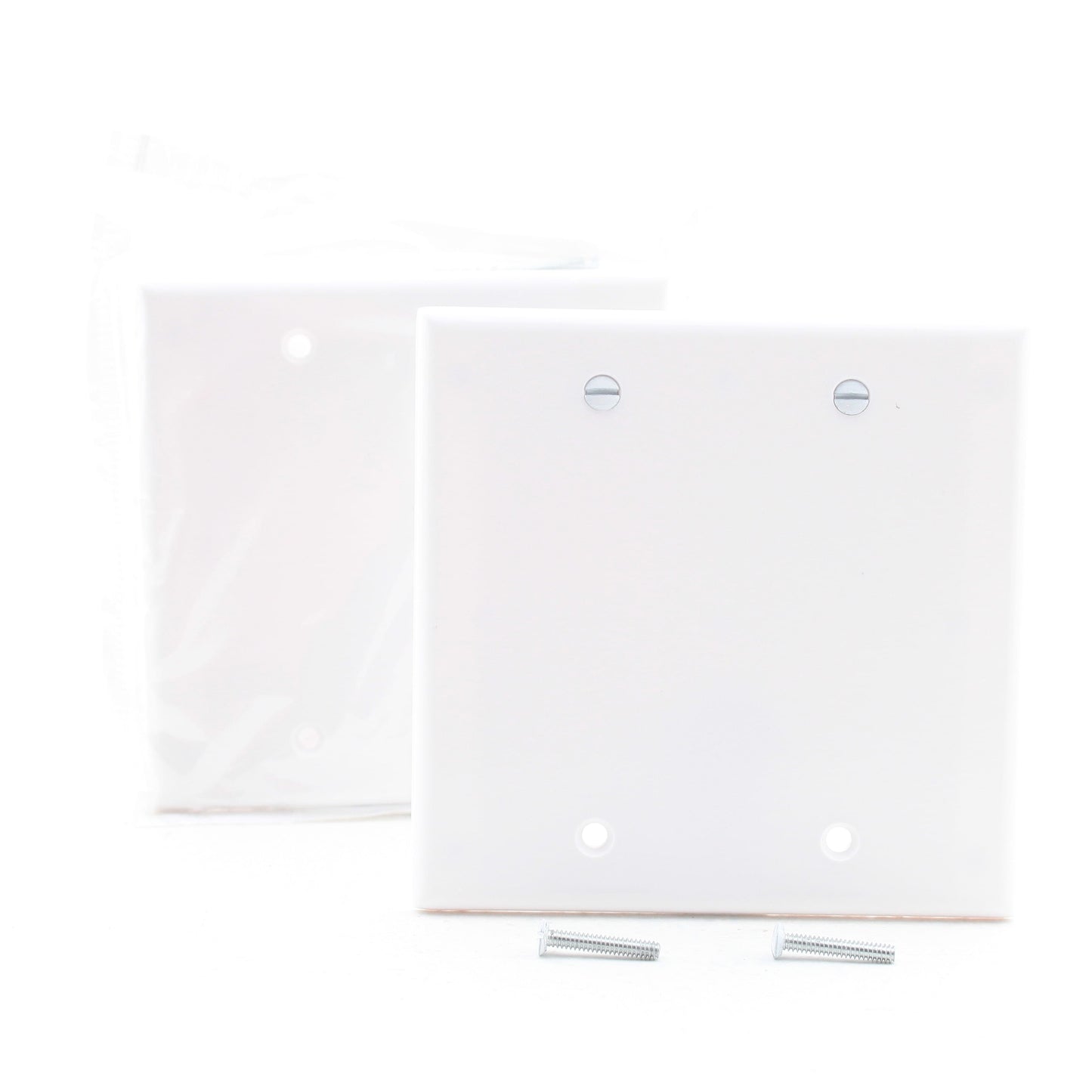 Leviton 88025 White 2-Gang Blank Plastic Standard Wallplate Cover Box Mount 2pcs