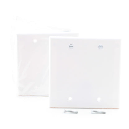 Leviton 88025 White 2-Gang Blank Plastic Standard Wallplate Cover Box Mount 2pcs