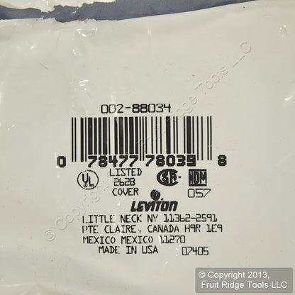 Leviton 88034 White 2-Gang Blank, Plastic Standard Wallplate Cover Strap Mount