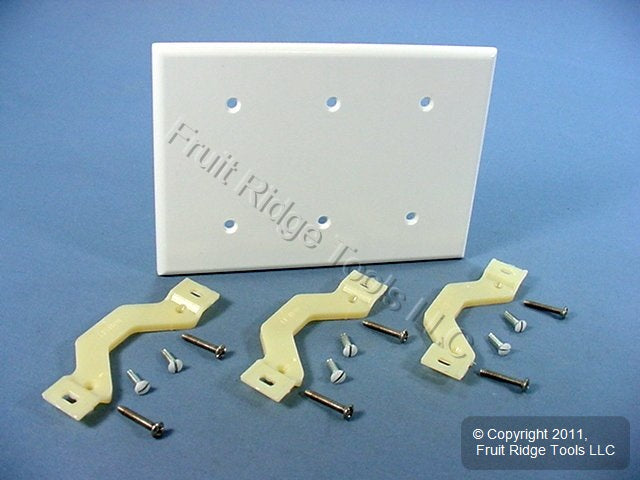 Leviton 88035 White 3-Gang 3-Blank, Plastic Standard Wallplate Cover Strap Mount