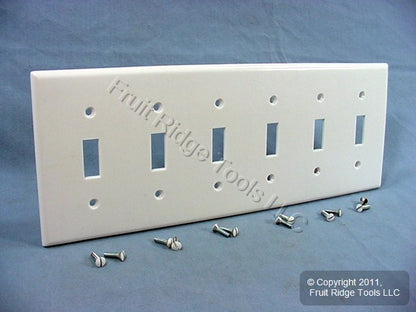 Leviton 88036 White 6-Gang Toggle Switch Plastic Standard Wallplate Cover Plate