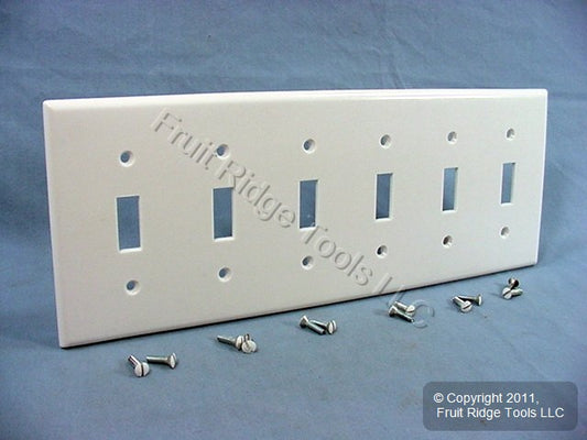 Leviton 88036 White 6-Gang Toggle Switch Plastic Standard Wallplate Cover Plate