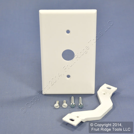 Leviton 88037 White 1-Gang Telephone .625" Cable Thermoset Wallplate Strap Mount