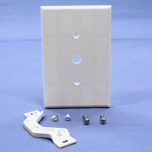 Leviton 88113 White 1-Gang Phone .406" Hole Plastic Wallplate Cover Strap Mount