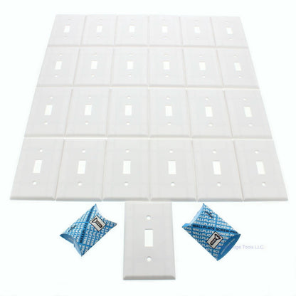 Leviton 88301 White 1-Gang Toggle Switch Plastic X-Deep Wallplate Covers 25pcs