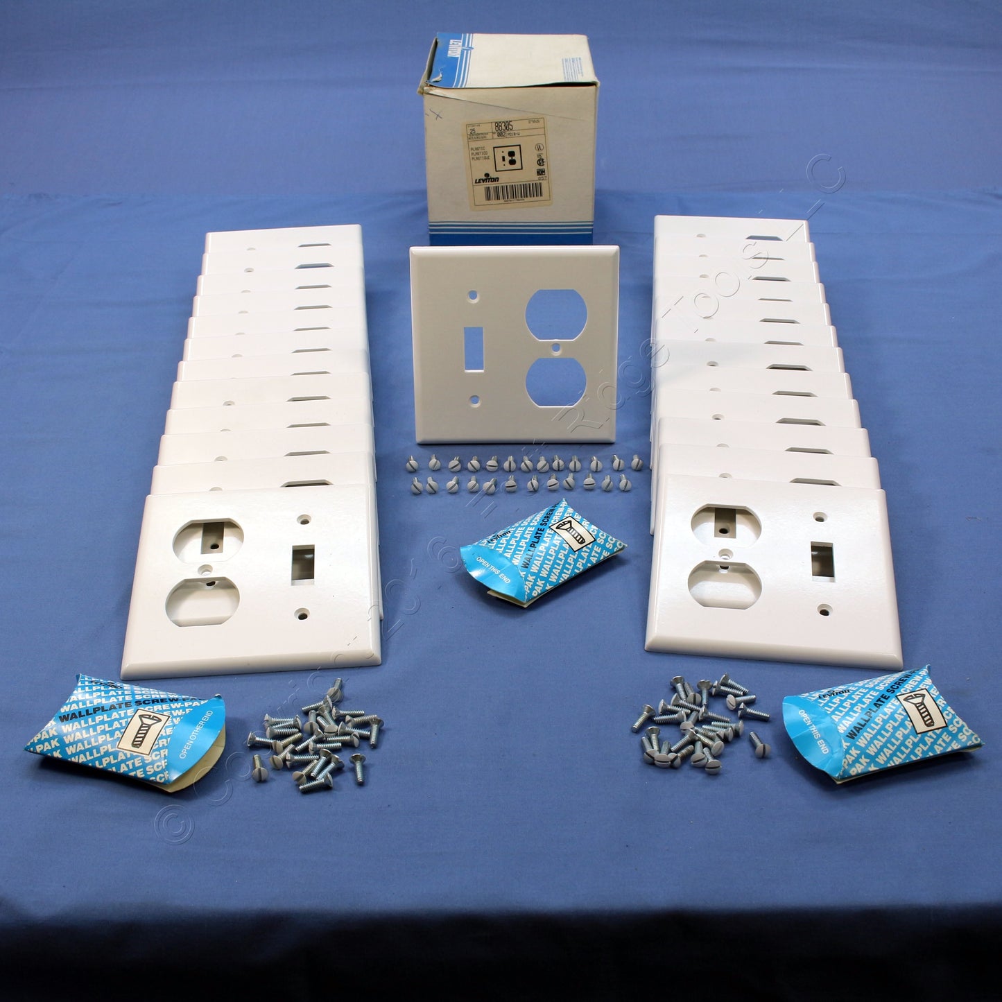 Leviton 88305 White X-Deep Toggle Switch Outlet Plastic Cover Wallplates 25-Pack
