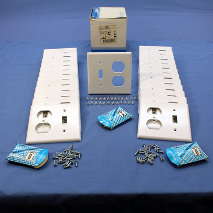 Leviton 88305 White X-Deep Toggle Switch Outlet Plastic Cover Wallplates 25-Pack