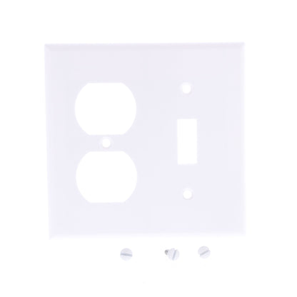 Leviton 88305 White 2-Gang Toggle Duplex Outlet Extra Deep Plastic Wallplate