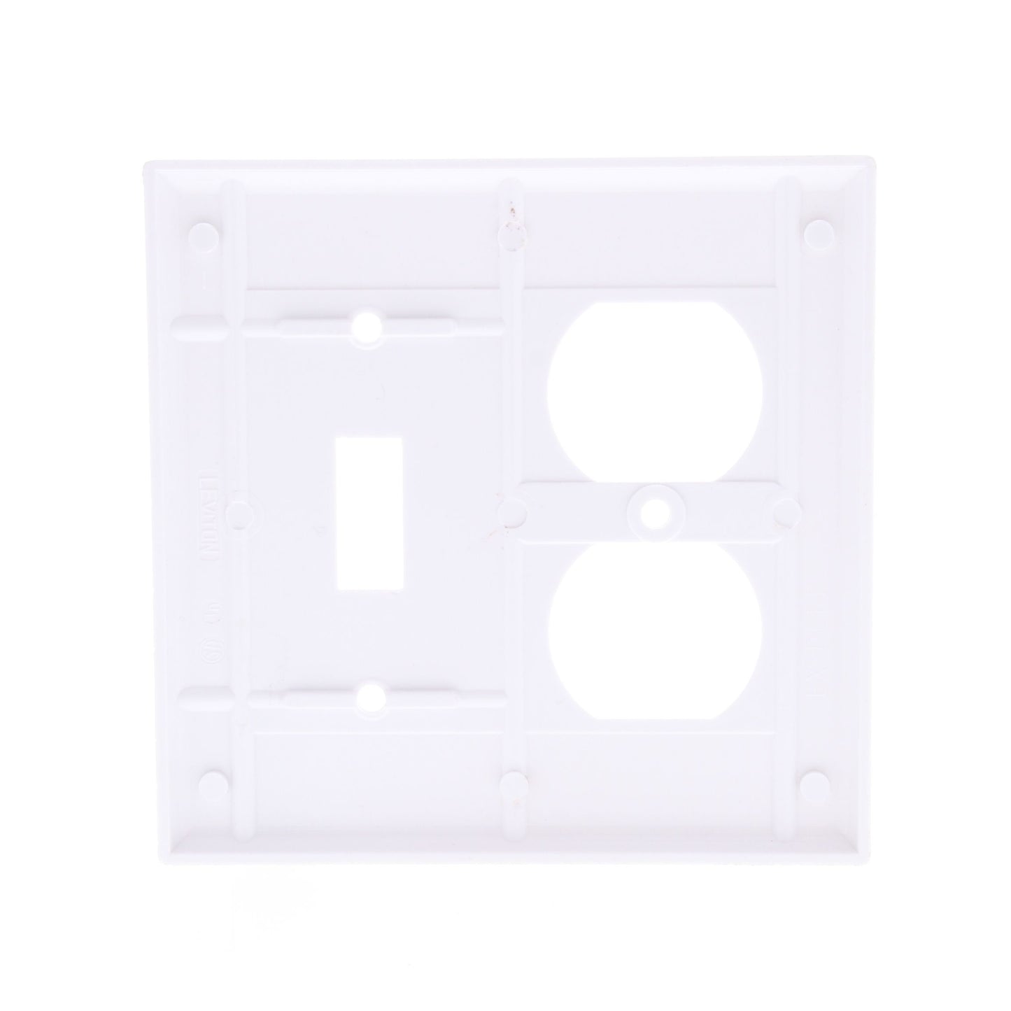 Leviton 88305 White 2-Gang Toggle Duplex Outlet Extra Deep Plastic Wallplate