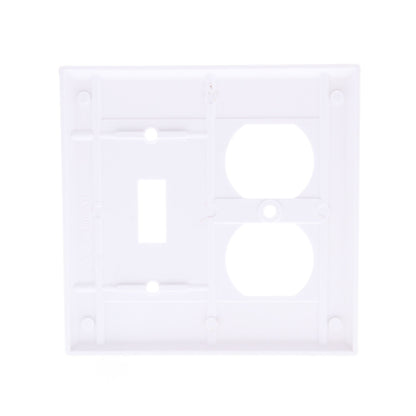 Leviton 88305 White 2-Gang Toggle Duplex Outlet Extra Deep Plastic Wallplate