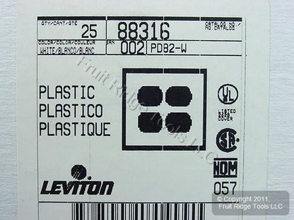 Leviton 88316 White 2-Gang Duplex Outlet Plastic X-Deep Wallplate Covers 25pcs
