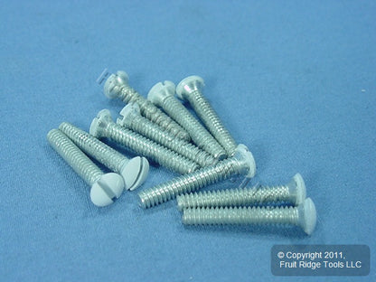 10 Leviton White Extra Long 7/8" Wallplate Cover Screws 6-32 Oval Head 88500-PRT