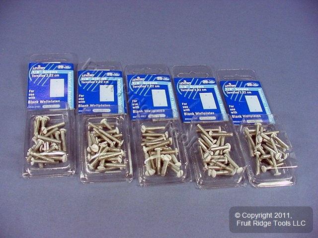 100 Leviton White Extra Long 7/8" Wallplate Cover Screw 6-32 Oval Head 88500-PRT