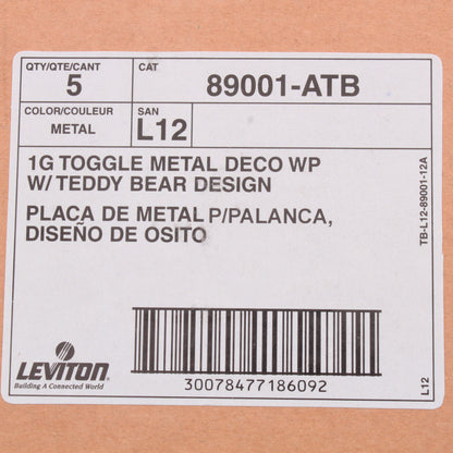 Leviton 89001-ATB 1-Gang Patriotic Teddy Bear American Flag Toggle Covers 5-Pack