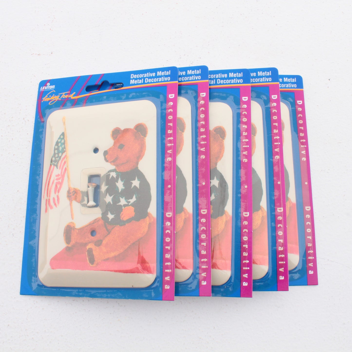 Leviton 89001-ATB 1-Gang Patriotic Teddy Bear American Flag Toggle Covers 5-Pack
